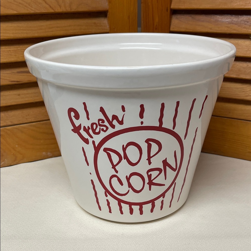 White Popcorn Bowl with Red Design